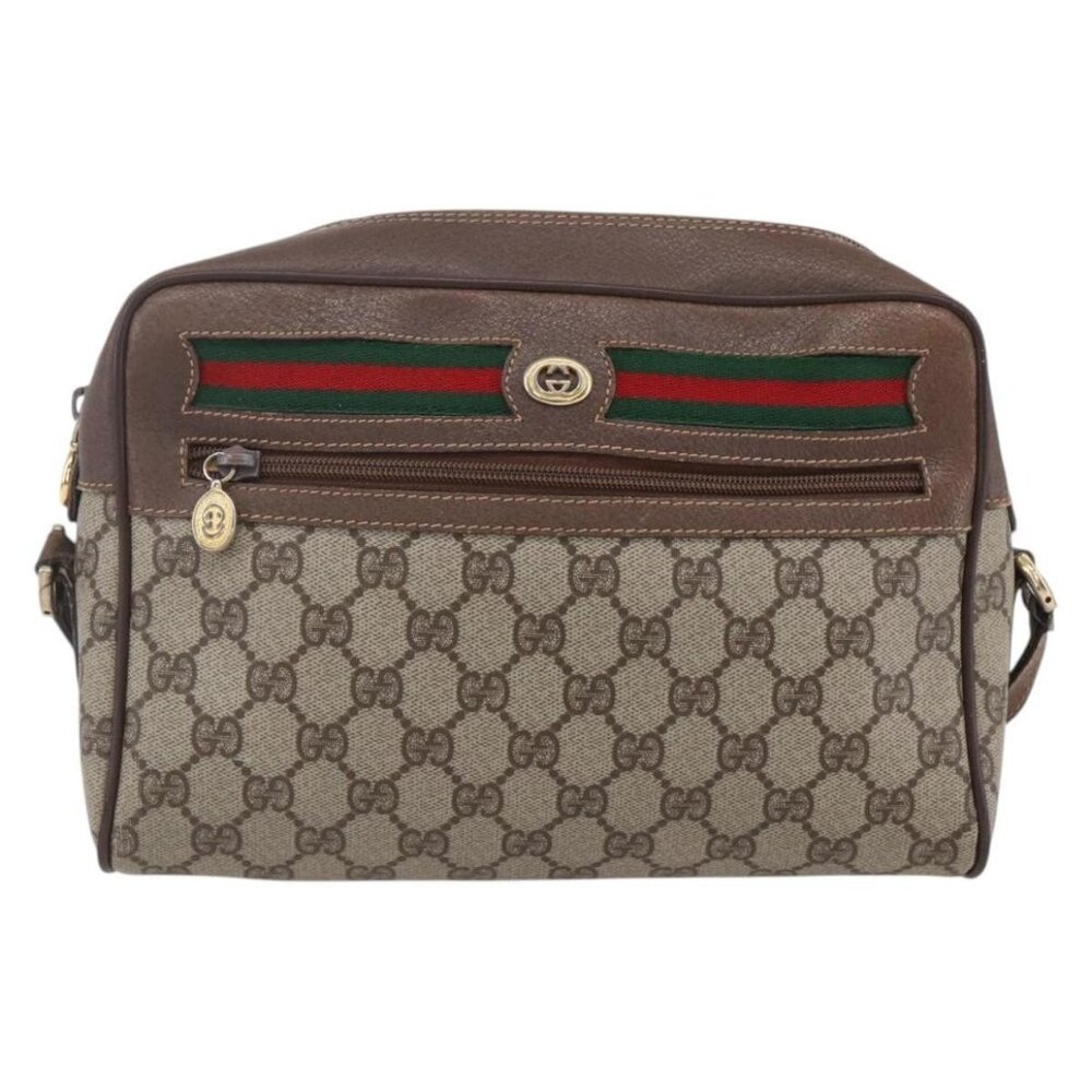 GUCCI GG Supreme Web Sherry Line Shoulder Bag PVC Beige Red Green Auth 97406 - Picture 2 of 16